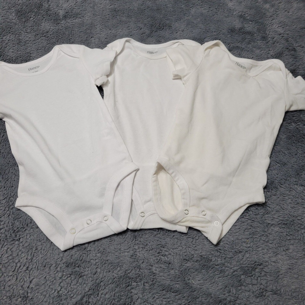 Little Gerber Bodysuit Baby Girl NB 0-3 Months White Comfort Stretch 3 Piece Set